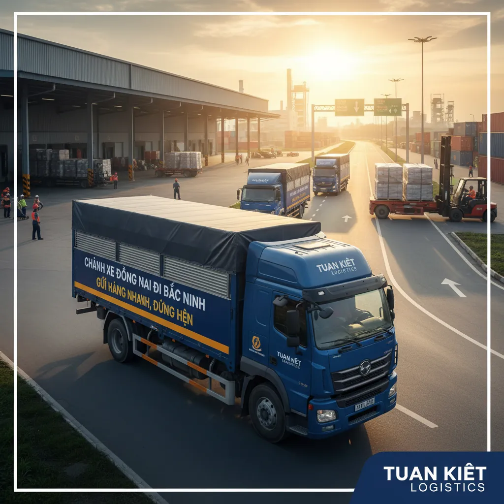 Dựa trên tiêu đề 'Chành xe Đồng Nai đi Bắc Ninh – Gửi hàng nhanh, đúng hẹn', đây là 5 từ khóa ảnh độc đáo:
