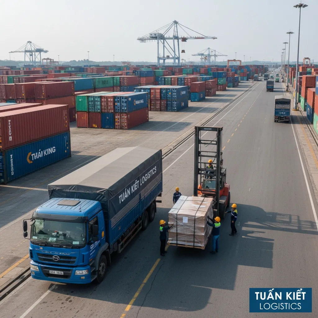 Bốc dỡ hàng tại cảng Hải Phòng