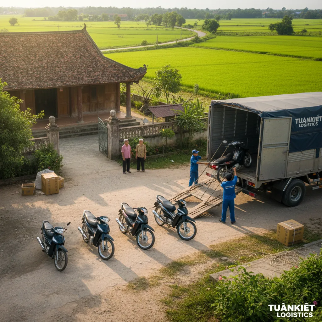 4. Xe máy ở sân nhà quê