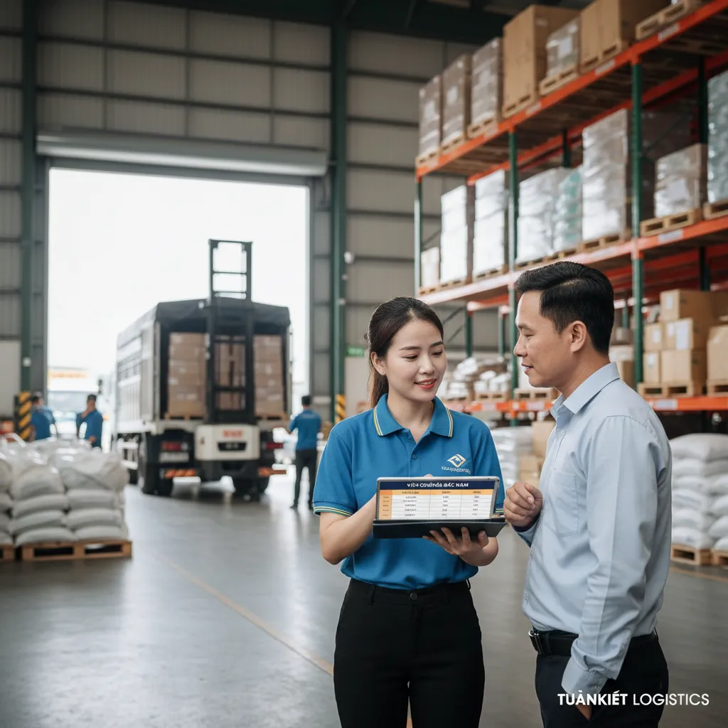 Nhân viên logistics báo giá cước