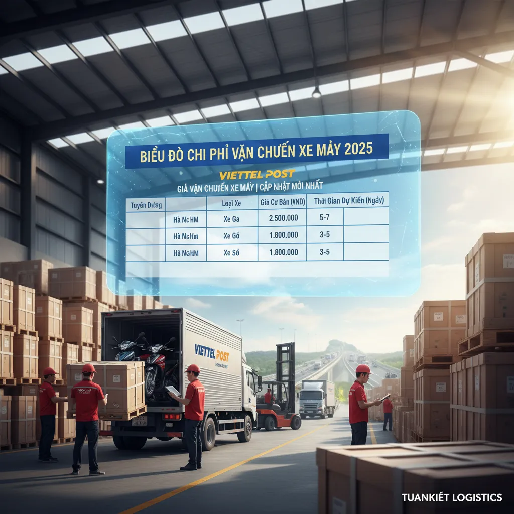 Biểu đồ chi phí vận chuyển xe máy 2025