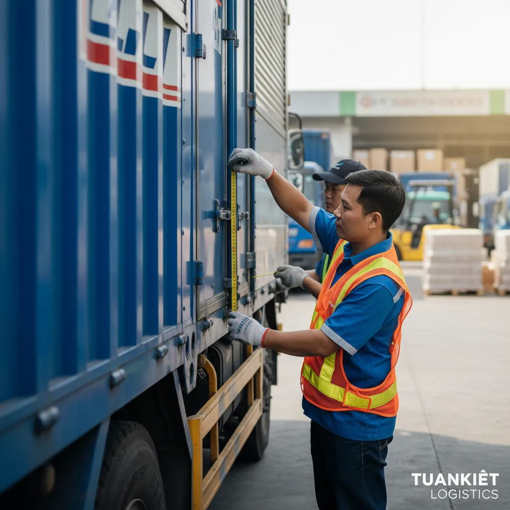 4. Đo kích thước xe tải bằng thước