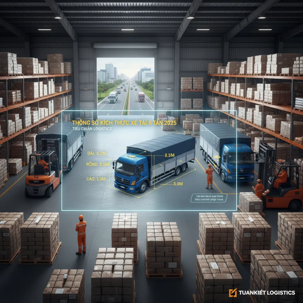 2. Biểu đồ thông số kích thước xe tải 6 tấn 2025