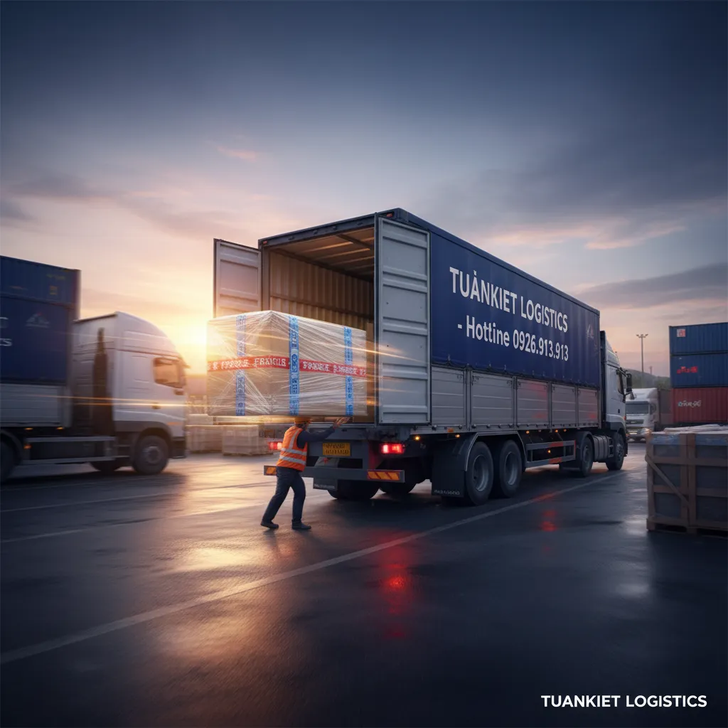 2. Kiện hàng tốc độ cao (High-speed parcel with motion blur)